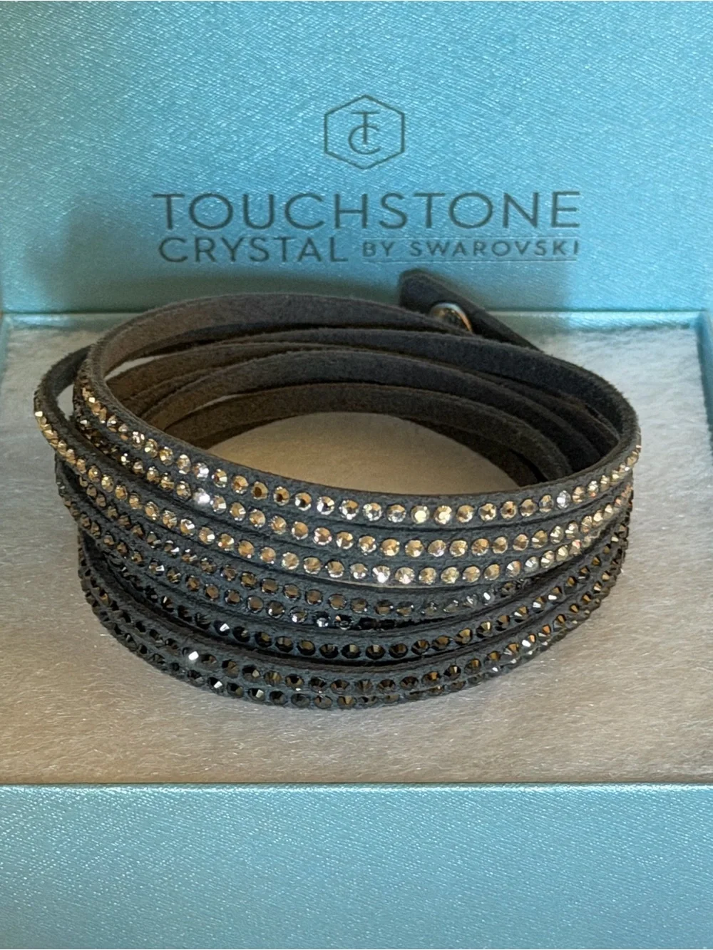 Touchstone Crystal Dark Grey Wrap Bracelet, rarely worn, LIKE NEW!!